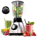 Produktbild: TurboTronic Standmixer - BG5 - 1200 Watt mit 1,5L Glasbehälter Edelstahl Silber, Glas Smoothie Mixer / Maker Ice Crush Funktion Milchshaker Blender