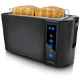 Produktbild: Arendo Toaster für 4 Scheiben Langschlitz 1500 W, Brötchenaufsatz, Wärmeisoliert, Display, Touch, Schwarz
