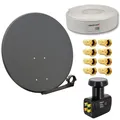 Produktbild: PremiumX SAT Anlage 80cm Satelliten Spiegel Schüssel Antenne Quad LNB 50m Kabel