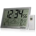 Produktbild: Bresser Funk-Wetteruhr mit Jumbo LCD 9cm Anzeige für Zeit Temperatur Luftfeuchtigkeit & Wetterprognose