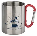 Produktbild: moses. Fernweh Karabiner-Thermo-Becher, Edelstahl-Tasse mit Karabiner in Rot, für Camping, Zelt, Outdoor, Isolierbecher aus Edelstahl, 300ml