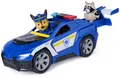 Produktbild: PAW PATROL - Search & Rescue: Chase' Rescue Cruiser, Polizei-Fahrzeug mit Rückziehmotor, ca. 15 cm, inkl. Hunde-Figur & Waschbär, detailgetreues Design zur Serie, Spielzeug ab 3 Jahren