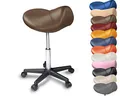 Produktbild: Sattelhocker mit Rollen Sattelstuhl ergonomisch - Rollhocker Drehhocker Arbeitshocker Bürostuhl mit Sattelsitz - Hocker höhenverstellbar in vielen Farben - vorbeugend gegen Rückenschmerzen (Braun)
