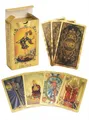 Produktbild: YIMINGOUFEI Rider-Waite Tarot Spanisch-Englisch, 78 PVC-Karten | Wasserdichtes Gold-Vintage-Design mit 28-seitiger Anleitung für Anfänger und spirituelle Legungen