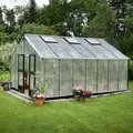 Produktbild: Juliana Gewächshaus 'Gärtner' 368 x 511 cm mit 10 mm Doppelstegplatten aluminiumfarben/schwarz