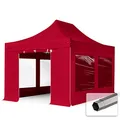 Produktbild: TOOLPORT Faltzelt Faltpavillon Pavillon 3x4,5m - mit 4 Seitenteilen (Panoramafenster) Premium Dach Partyzelt rot