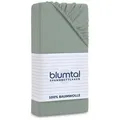 Produktbild: Blumtal Spannbettlaken Blumtal Basics 100% Baumwolle, Baumwolle, Gummizug: Rundum, (1 Stück), Jersey Bettlaken - atmungsaktiv, strapazierfähig und faltenfrei grün 140 cm x 200 cm