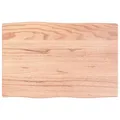 Produktbild: vidaXL Tischplatte, Holzplatte für Tisch Esstisch Couchtisch, Massivholzplatte Handgefertigt mit Baumkante, Ersatztischplatte, Hellbraun 60x40x2cm Massivholz Eiche Behandelt