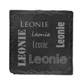 Produktbild: Herz & Heim® Personalisierter Untersetzer aus Schiefer mit Gravur – 13x13 cm – Geschenk mit Wunschtext & Namen – Verschiedene Motive für Geburtstag, Hochzeit, Freunde & mehr (Typografie)