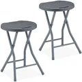 Produktbild: Relaxdays Klapphocker 10045728, Falthocker, grau, belastbar bis 120 kg, 2 Stück