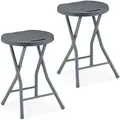 Produktbild: Relaxdays 2Xklapphocker, Grau, Kunststoff, Metall, 32x46x29 cm, Wohnzimmer, Hocker, Sitzhocker