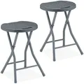 Produktbild: Relaxdays Klapphocker, 2er Set, Rattan-Optik, Garten & Balkon, klappbarer Outdoor Sitzhocker, HTB: 46 x 32 x 29 cm, grau