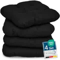 Produktbild: Beautissu 4er Set Sitzkissen 40x40 cm Lisa Schwarz - weiche Indoor & Outdoor Kissen mit 8cm Schaumstoff Füllung, widerstandsfähige & robuste Sitzpolster für Außenbereich Made in EU