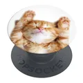 Produktbild: PopSockets | PopGrip | Ausziehbarer Halterung und Griff für Smartphones und Tablets | Fingerhalter Basic Snoozy Cat