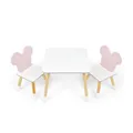 Produktbild: ARDITEX – Tisch- und 2 Stuhl-Set aus Holz für Kinder Offizielle Lizenz Minnie Mouse – Tisch 50x50x44 cm/Stuhl 26,5x26,5x50 cm – Rosa & Weiß – Ideal zum Spielen, Malen und Basteln