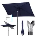 Produktbild: Sekey 200 × 300 cm Aluminum Sonnenschirm Marktschirm Gartenschirm Terrassenschirm Sonnenschutz Blau UV 50+ Rechteckig