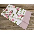 Produktbild: matches21 Hübsches Geschirrtuch DORRIT aus Baumwolle - Geschirrhandtuch im Landhausstil mit Rosen - Schönes Trockentuch für die Küche in weiß rosa 40 x 60 cm