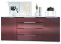Produktbild: Vladon Sideboard Linio V2 (Anrichte, mit 2 Türen und 4 Schubladen), Weiß matt/Bordeaux Hochglanz (166,5 x 72,5 x 35 cm)