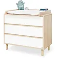 Produktbild: Pinolino Wickelkommode Pinolino Flow, Weiß, Esche, Holzwerkstoff, 3 Schubladen, 105x98x77 cm, Babymöbel, Wickelkommoden & Zubehör, Wickelkommoden