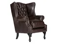 Produktbild: Woodkings® Chesterfield Ohrensessel Pittsfield Sessel antik braun Echtleder Bürosessel Lesesessel Polstermöbel Designsessel Federkern Unikat Herrenzimmer englisches Leder Stilsessel
