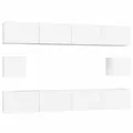 Produktbild: vidaXL TV Schrank Set 6-TLG. Wohnwand Schrankwand Anbauwand Hängeschrank Lowboard TV Möbel Fernsehschrank Wandschrank HiFi-Schrank Weiß Holzwerkstoff