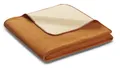 Produktbild: Wohndecke Melange Doubleface ocker-beige, mit Ziersticheinfassung, Größe 150x200
