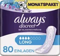 Produktbild: Always Discreet Long Einlagen Blasenschwäche Inkontinenz 4 x 20 Stück
