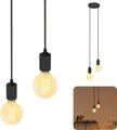 Produktbild: SSC-LUXon PARU Pendelleuchte Vintage 2-flammig schwarz - Design Hängelampe mit Textilkabeln inkl. 2x E27 LED Lampen extra warmweiß