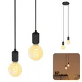 Produktbild: SSC-LUXon PARU Pendelleuchte Vintage 2-flammig schwarz - Design Hängelampe mit Textilkabeln inkl. 2x E27 LED Lampen extra warmweiß