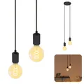 Produktbild: Pendelleuchte PARU 2-flammig inkl. 2x E27 LED Vintage Birnen dimmbar warmweiß