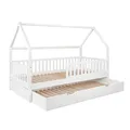 Produktbild: Ehrenkind® Hausbett Buche Livo | FSC Zertifiziert | Kinderbett mit Rausfallschutz | höhenverstellbar Massivholz Kinder Bett | Hausbett 200x90 | weiß mit Bettkasten