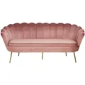 Produktbild: SalesFever Muschel-Sofa | 3-Sitzer | Bezug Samt-Stoff rose | Gestell Metall goldfarben | B 180 x T 76 x H 78 cm