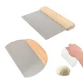 Produktbild: Teigschneider, Teigspachtel, 2PCS Halbkreisförmiger und Rechteckiger DIY-Backschaber aus Edelstahl mit Schuppen und Holzgriff zum Schneiden von Teig, Pizza, Nougat