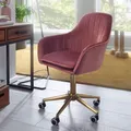 Produktbild: FineBuy Design Schreibtischstuhl Rosa mit Rollen - Samt Bezug gepolstert | Bürostuhl höhenverstellbar & drehbar | Sessel Drehstuhl