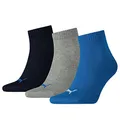 Produktbild: PUMA Unisex Plain 3p Quarter Socken, Blau / Grau Melange, 39-42 EU