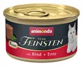 Produktbild: animonda vom Feinsten Mousse Katzenfutter nass Rind + Ente (12 x 85g), getreidefreies Katzenfutter nass ohne Zucker, mit frischen, fleischigen Zutaten