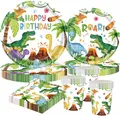 Produktbild: Dinosaurier Partygeschirr Set – 50 Stück Dino Geburtstag Deko mit Papptellern, T