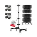 Produktbild: GENTOR Felgenbaum fahrbar – Reifenständer für 4 Reifen bis 295mm, belastbar 150kg, inkl. 8 Reifenmarkierer