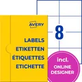 Produktbild: AVERY Zweckform P4861-50 Namensetiketten (400 Namensaufkleber, 105x74mm auf A4, selbstklebend, bedruckbare Textiletiketten aus Acetatseide für Laserdrucker, rückstandsfrei ablösbar) 50 Blatt, weiß