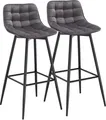 Produktbild: WOLTU Barhocker 2er Set Designer Barstuhl Hocker Tresenhocker Bistrohocker mit Fußstütze Samt Metall Dunkelgrau