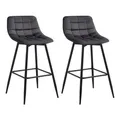 Produktbild: WOLTU Barhocker 2er Set Designer Barstuhl Hocker Tresenhocker Bistrohocker mit Fußstütze Samt Metall Dunkelgrau