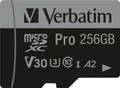 Produktbild: VERBATIM MicroSD-Card Pro, U3, 4K, 256GB 47045