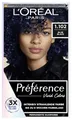 Produktbild: L'Oréal Paris Intensive dauerhafte Haarfarbe, Bis zu 8 Wochen glänzendes Haar und intensive Farbe, Préférence Vivid Colors, Farbe: 1.102 BLUE BLACK, 1 Stück