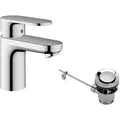 Produktbild: hansgrohe Vernis Blend Einhebel-Waschtischarmatur 70 mit Metall Zugstangen-Ablaufgarnitur Chrom, Ausladung 89 mm, 71557000