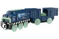 Produktbild: Batterie Lok Elektrische Lok mit  Anhänger, Glow in the Dark , Holzeisenbahn NEU