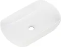 Produktbild: FACKELMANN Keramik Waschtisch NEW YORK / Maße (B x H x T): ca. 50,5 x 12 x 31,5 cm / ovales Aufsatzbecken / Waschbecken fürs Bad und Gäste WC / Keramikbecken mit Permanentablauf / Farbe: Weiß