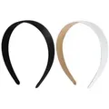 Produktbild: 2er Set Schwarze Satin Haarreifen 2.5cm breit für Damen - DIY Retro