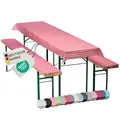 Produktbild: NYVI Bierbankauflagen Set NYVIGala 130x70 cm Rot Kariert - 1x Tischdecke für 110x50 cm Biertische & 2X Gepolsterte Auflage für 110x25 cm Bierbänke - Sitzauflage für Bierzeltgarnitur