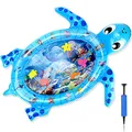 Produktbild: Aufblasbare Schildkrötenförmig Wassermatte Säuglinge und Kleinkinder Wasserspielmatte, 37.8x31.5In Baby Aquarium Matte ab 3 6 9 12 Monate Spaßaktivitäten Das Stimulationswachstum Ihres Baby mit Pumpe
