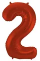 Produktbild: Folat 65982 Folienballon Ziffer Zahl 2 Rot Metallic Matt 86 cm - Helium Ballon Decoration Geburtstag, Hochzeit, Jubiläum